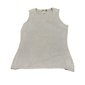 Territory Ahead 100% Silk Ribbed Tank Top Gray Sleeveless size M Minimalist Y2K